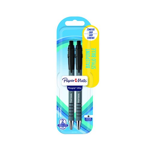 Papermate Flexgrip Retractable Ballpoint Pen Medium Tip Blister Black (24 Pack) S0181222 (GL46706)