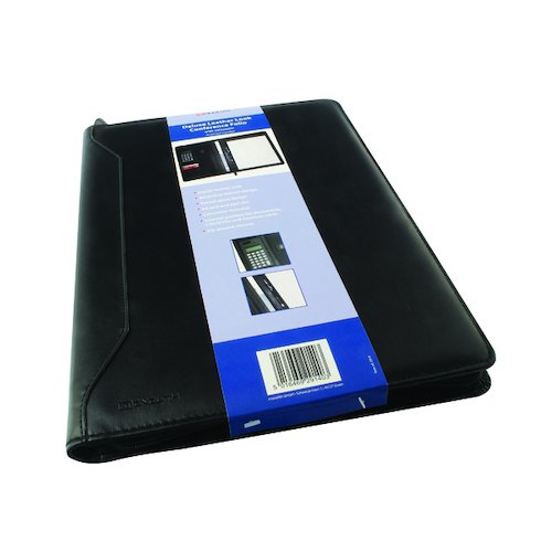 Monolith Leather Look Conference Folder With A4 Pad and Calculator Black 2914 (HM29140)
