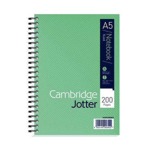 Cambridge Ruled Margin Wirebound Jotter Notebook 200 Pages A5 (3 Pack) 400039063 (JD00693)
