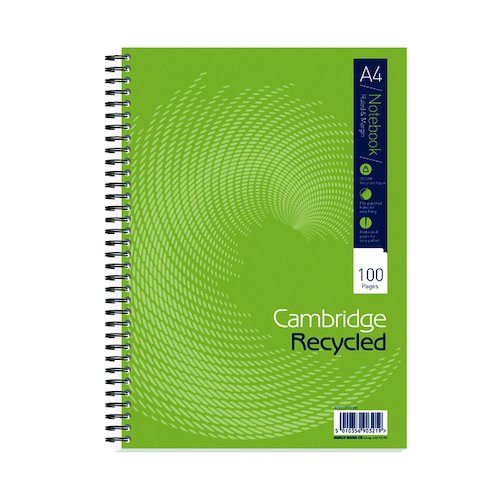 Cambridge Ruled Recycled Wirebound Notebook 100 Pages A4 (5 Pack) 400020196 (JD01407)