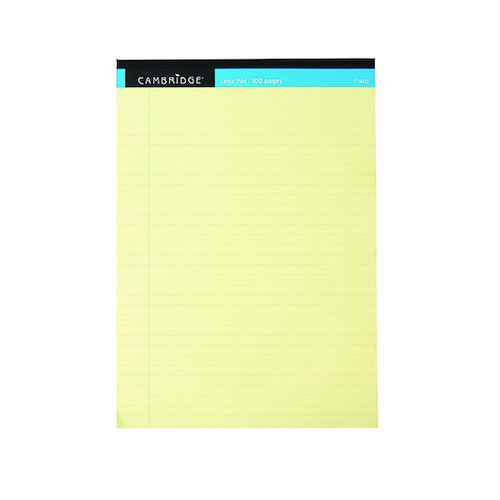 Cambridge Everyday Ruled Legal Pad 100 Pages A4 Yellow (10 Pack) 100080179 (JD93288)