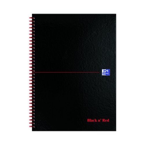 Black n' Red Ruled Perforated Wirebound Hardback Notebook A4 (5 Pack) 100102248 (JDB79019)