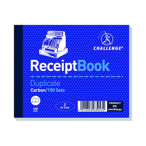 Challenge Duplicate Receipt Book 100 Sets 105x130mm (5 Pack) 100080444 (JDD63053)