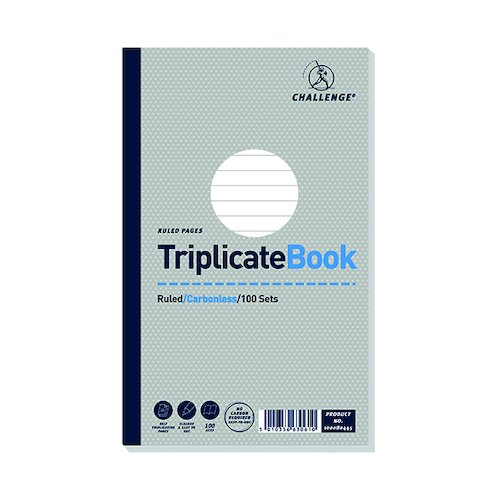 Challenge Carbonless Triplicate Book 100 Sets 210x130mm (5 Pack) 100080445 (JDD63061)
