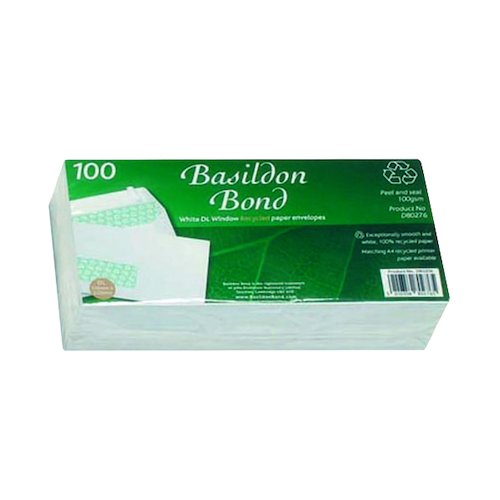 Basildon Bond DL Envelopes Window Wallet Peel and Seal 120gsm White (100 Pack) D80276 (JDD80276)