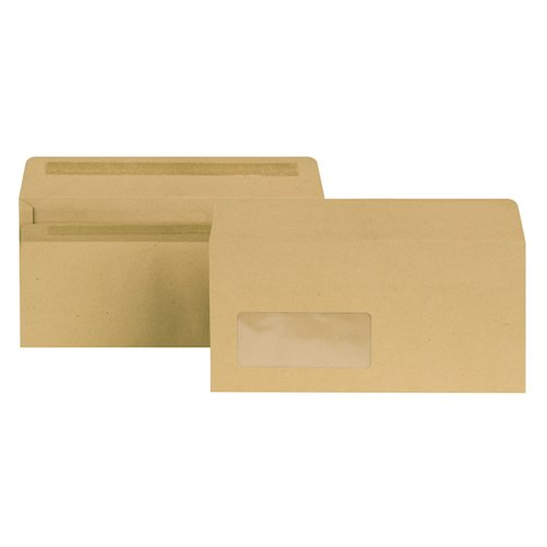 New Guardian DL Envelopes Window Wallet Self Seal 80gsm Manilla (1000 Pack) E22211 (JDE22211)