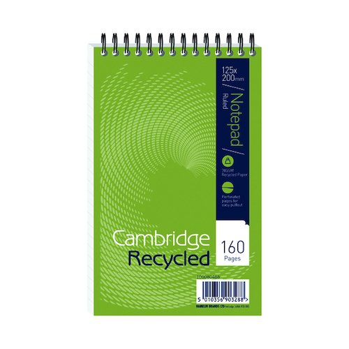 Cambridge Recycled Wirebound Reporter's Notebook 160 Pages 125 x 200mm (10 Pack) 100080468 (JDF15002)
