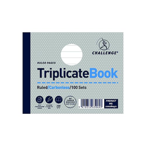Challenge Ruled Carbonless Triplicate Book 100 Sets 105x130mm (5 Pack) 100080471 (JDF63060)
