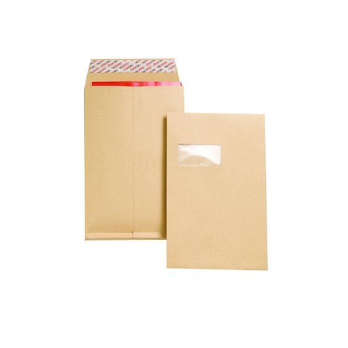 New Guardian C4 Envelopes Window Gusset Peel and Seal 130gsm Manilla (100 Pack) J27366 (JDJ27366)