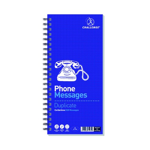 Challenge Wirebound Telephone Message Book 305 x 141mm 320 Messages 100080054 (JDK71975)