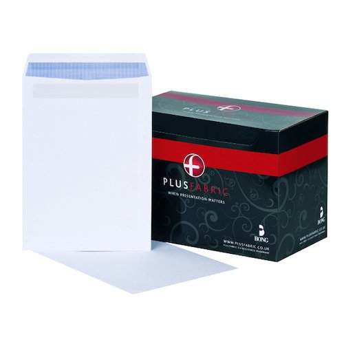 Plus Fabric C4 Envelope Pocket Self Seal 120gsm White (250 Pack) L26370 (JDL26370)