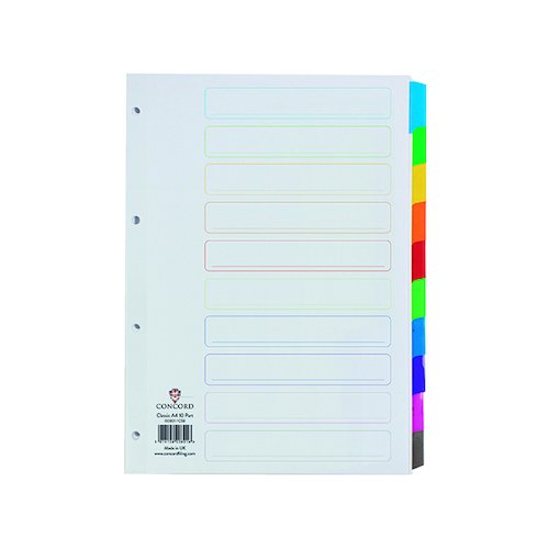 Concord Index 10 Part A4 White With Multicolour Tabs 00801/CS8 (JTCS8)