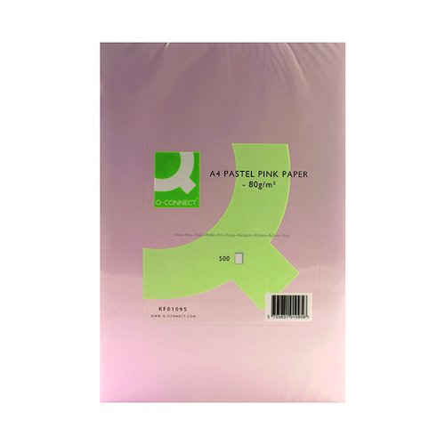 Q Connect Pink Ream Coloured Copier A4 Paper 80gsm (500 Pack) KF01095 (KF01095)