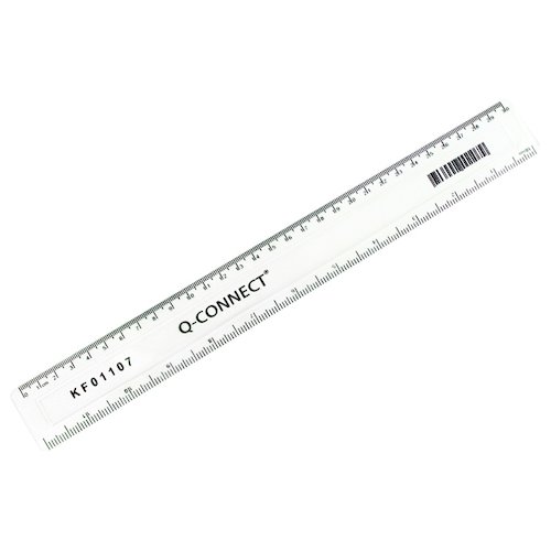 Q Connect 300mm/30cm Clear Ruler KF01107 (KF01107)