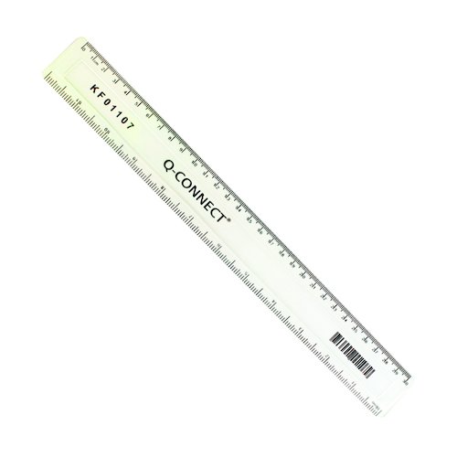 Q Connect Acrylic Shatter Resistant Ruler 30cm Clear (10 Pack) KF01107Q (KF01107Q)