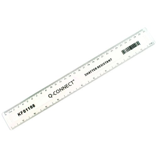 Q Connect Ruler Shatterproof 300mm Clear KF01108 (KF01108)