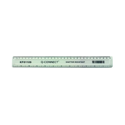 Q Connect Shatter Resistant Ruler 30cm White (10 Pack) KF01109Q (KF01109Q)