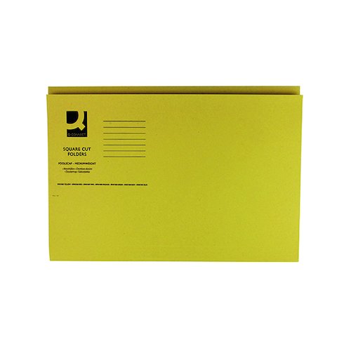 Q Connect Square Cut Folder Mediumweight 250gsm Foolscap Yellow (100 Pack) KF01185 (KF01185)