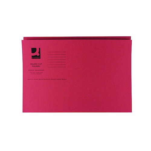 Q Connect Square Cut Folder Mediumweight 250gsm Foolscap Red (100 Pack) KF01186 (KF01186)