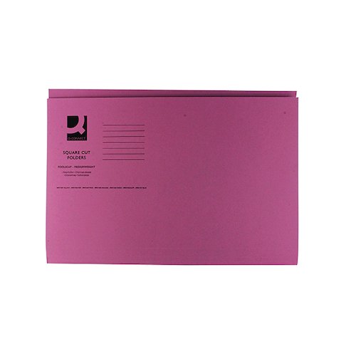 Q Connect Square Cut Folder Mediumweight 250gsm Foolscap Pink (100 Pack) KF01187 (KF01187)