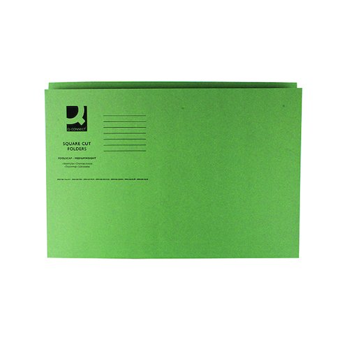 Q Connect Square Cut Folder Mediumweight 250gsm Foolscap Green (100 Pack) KF01189 (KF01189)
