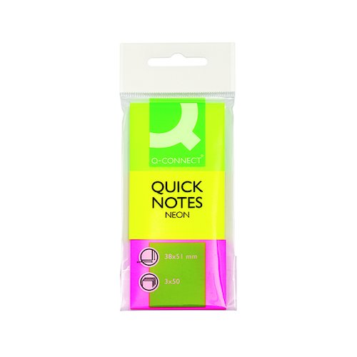 Q Connect Quick Notes 38 x 51mm Neon (3 Pack) KF01224 (KF01224)