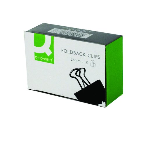 Q Connect Foldback Clip 24mm Black (10 Pack) KF01283 (KF01283)