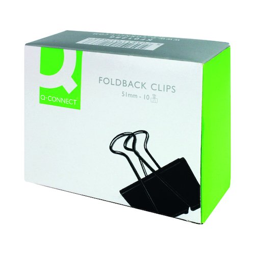 Q Connect Foldback Clip 51mm Black (10 Pack) KF01286 (KF01286)