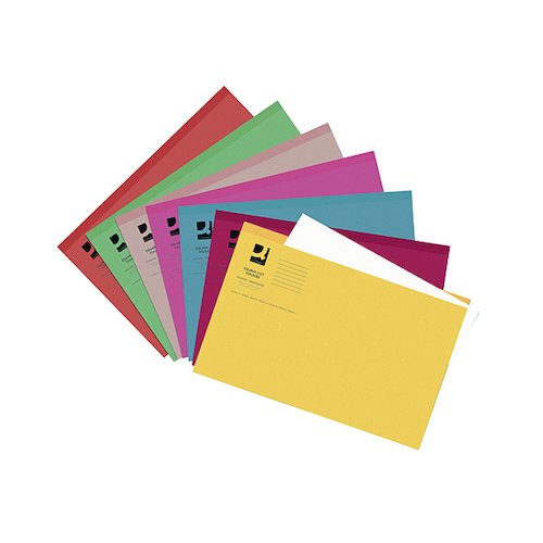 Q Connect Square Cut Folder Lightweight 180gsm Foolscap Assorted (100 Pack) KF01491 (KF01491)