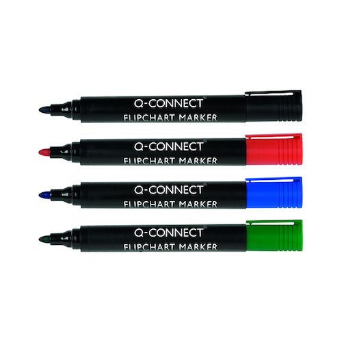 Q Connect Flipchart Marker Pen Bullet Tip Assorted (4 Pack) KF01551 (KF01551)