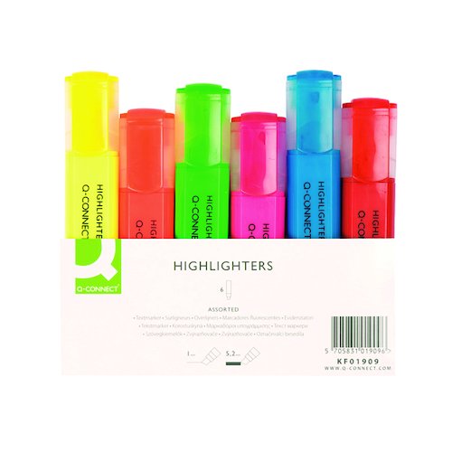 Q Connect Assorted Highlighter Pens (6 Pack) KF01909 (KF01909)