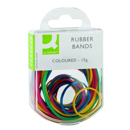 Q Connect Rubber Bands Assorted Sizes Coloured 15g (10 Pack) KF02032Q (KF02032Q)