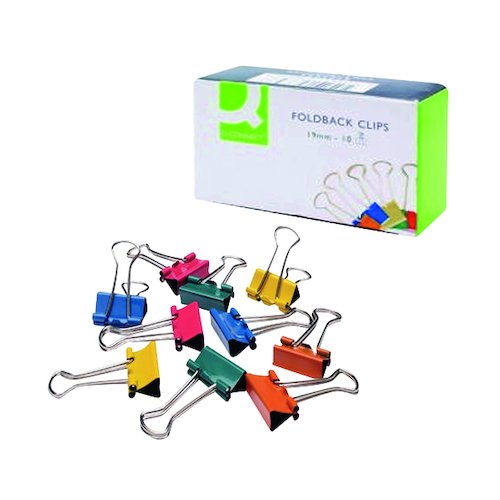 Q Connect Foldback Clip 19mm Assorted (10 Pack) KF03651 (KF03651)