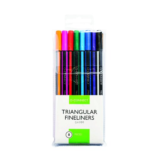 Q Connect Triangular Fineliners Assorted Colour (8 Pack) KF18050 (KF18050)