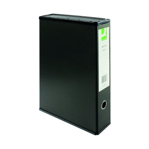 Q Connect 75mm Box File Foolscap Black (5 Pack) KF20017 (KF20017)