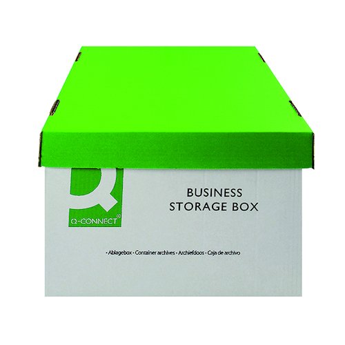 Q Connect Business Storage Box 335x400x250mm Green and White (10 Pack) KF21660 (KF21660)