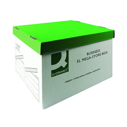 Q Connect MegaStore Box Green and White (10 Pack) KF21738 (KF21738)
