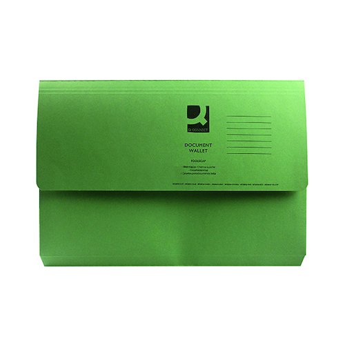 Q Connect Document Wallet Foolscap Green (50 Pack) KF23012 (KF23012)