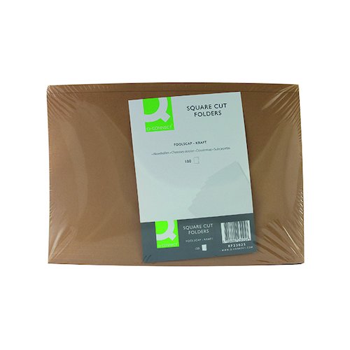 Q Connect Kraft Square Cut Folder 170gsm Foolscap Buff (100 Pack) KF23025 (KF23025)