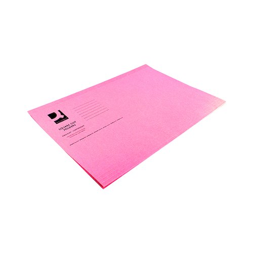 Q Connect Square Cut Folder Lightweight 180gsm Foolscap Pink (100 Pack) KF26029 (KF26029)