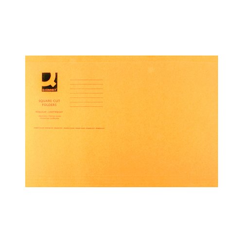 Q Connect Square Cut Folder Lightweight 180gsm Foolscap Orange (100 Pack) KF26030 (KF26030)
