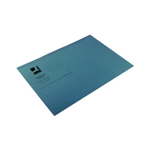 Q Connect Square Cut Folder Lightweight 180gsm Foolscap Blue (100 Pack) KF26033 (KF26033)