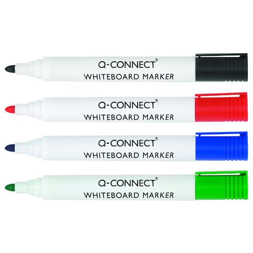 Q Connect Drywipe Marker Pen Assorted (4 Pack) KF26038 (KF26038)
