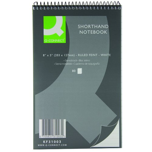 Q Connect Feint Ruled Shorthand Notebook 160 Pages 203x127mm (20 Pack) KF31003 (KF31003)