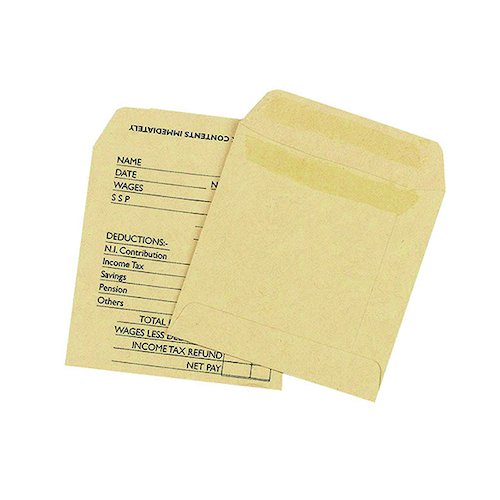 Q Connect Envelope Wage 108x102mm Printed Self Seal 90gsm Manilla (1000 Pack) KF3430 (KF3430)