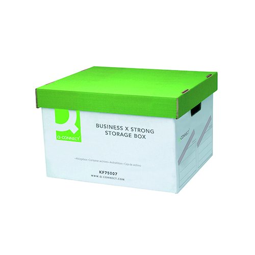 Q Connect Extra Strong Business Storage Box W327xD387xH250mm Green and White (10 Pack) KF75007 (KF75007)