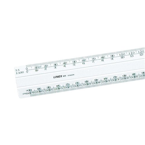 Linex Flat Scale Ruler 1:1 1:20 500 30cm White LXH 434 (LX09320)