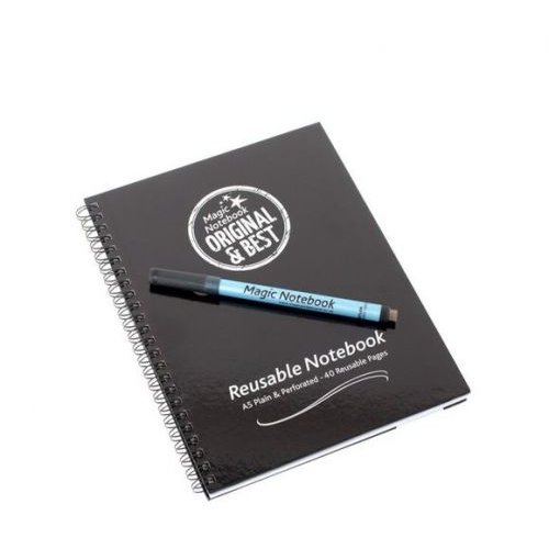 Magic Whiteboard A5 Wirebound Hard Cover Reusable Notebook Plain 40 Pages Black (MAGICA5NOTE)
