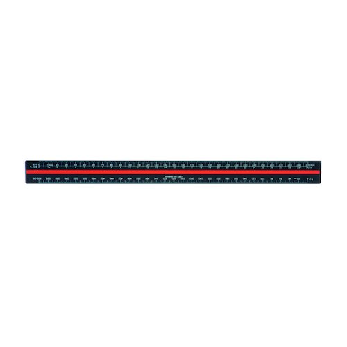 Linex Tri Scale Ruler 30cm Aluminium Black H382 (MF46300)