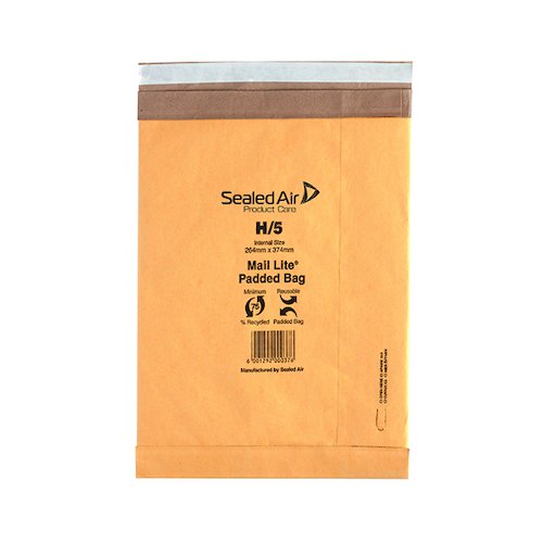 Mail Lite Padded Postal Bag Size H/5 264x374mm Gold (50 Pack) 100943511 (MQ29708)